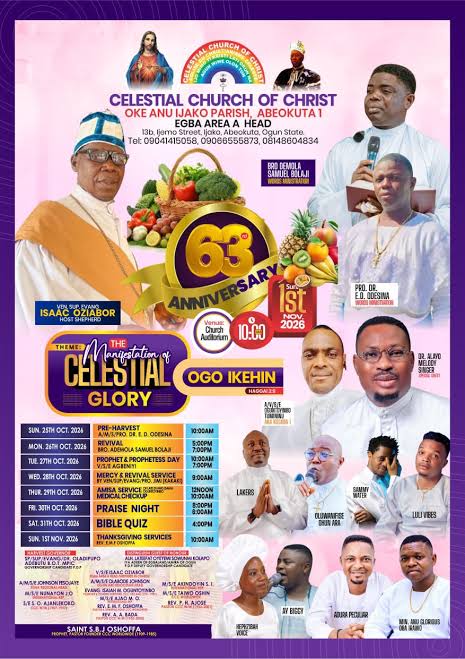 Oke Anu Ijako Parish in Abeokuta Turns 63 With a Week of Revival, Praise and Outreach