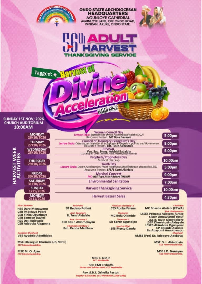 Agunloye Cathedral in Akure Hosts 56th Adult Harvest With Free Medical Checkup and Youth Day